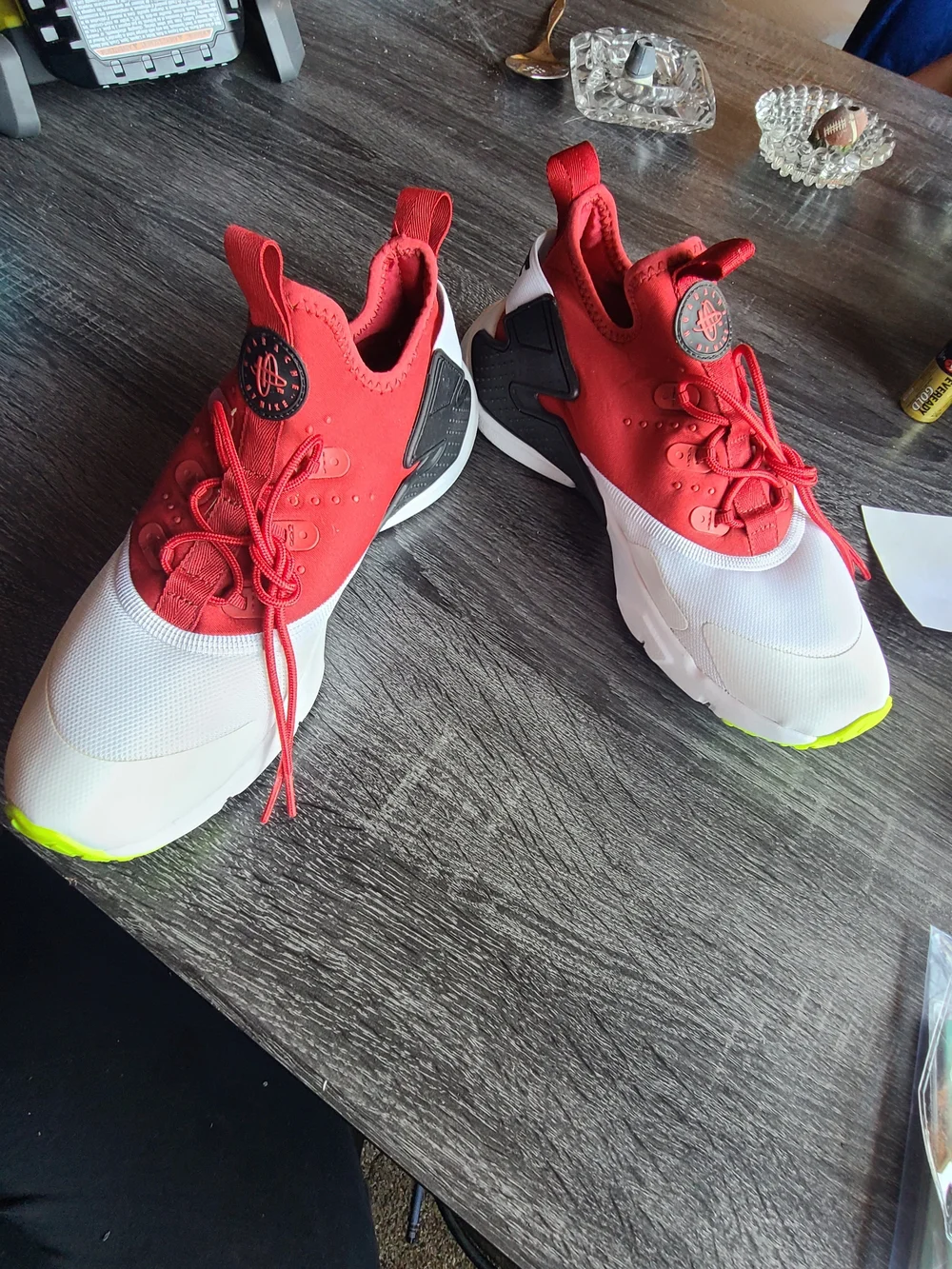 Nike Kids Red, White and Neon Green Sneakers